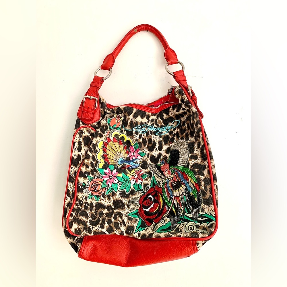 Ed Hardy Vintage Leopard Print Shoulder Bag